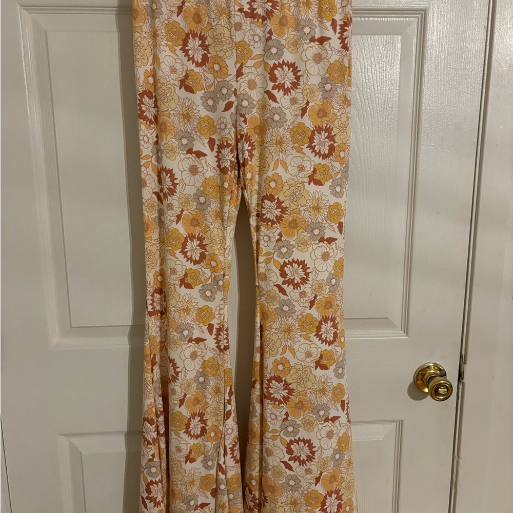 Floral Patterned Bell Bottom Pants
